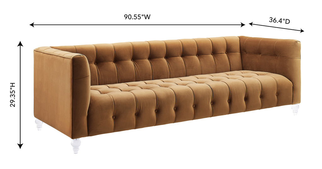 Bea Cognac Velvet Sofa