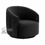 London Black Pleated Swivel Chair