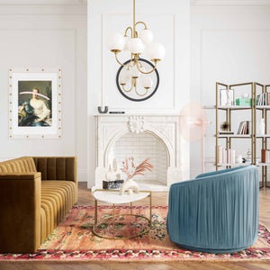 London Blue Pleated Swivel Chair