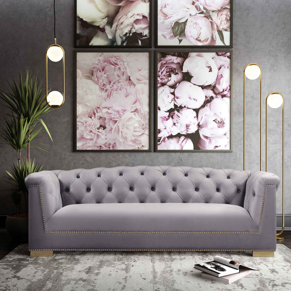 Farah Grey Velvet Sofa