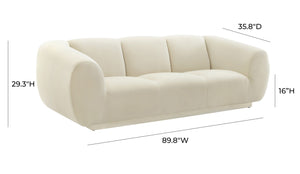 Emmet Cream Velvet Sofa