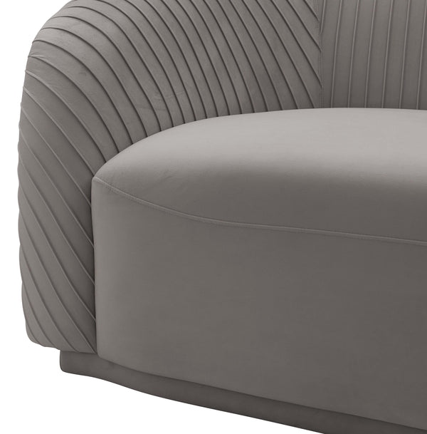 Yara Pleated Grey Velvet Sofa