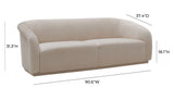 Yara Pleated Beige Velvet Sofa