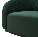 Yara Pleated Forest Green Velvet Sofa