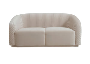 Yara Pleated Velvet Loveseat Beige TOV-S6484