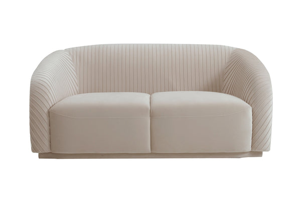 Yara Pleated Velvet Loveseat Beige TOV-S6484
