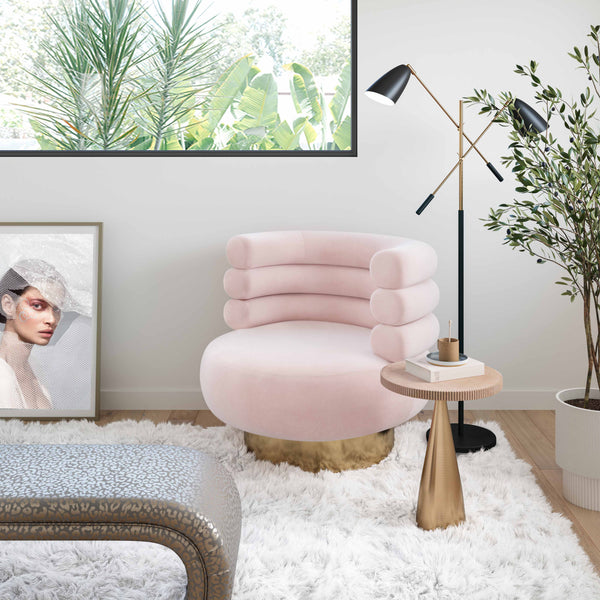 Naomi Blush Velvet Swivel Chair