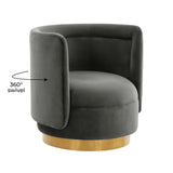 Remy Dark Grey Velvet Swivel Chair