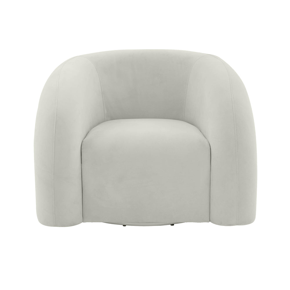 TOV Furniture Slipper Light Grey Velvet Swivel Chair Cream 37.5"W x 33.8"D x 28.3"H