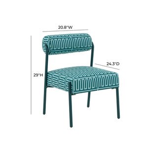 TOV Furniture Jolene Green Patterned Linen Accent Chair Green,Teal 20.8"W x 24.3"D x 29"H