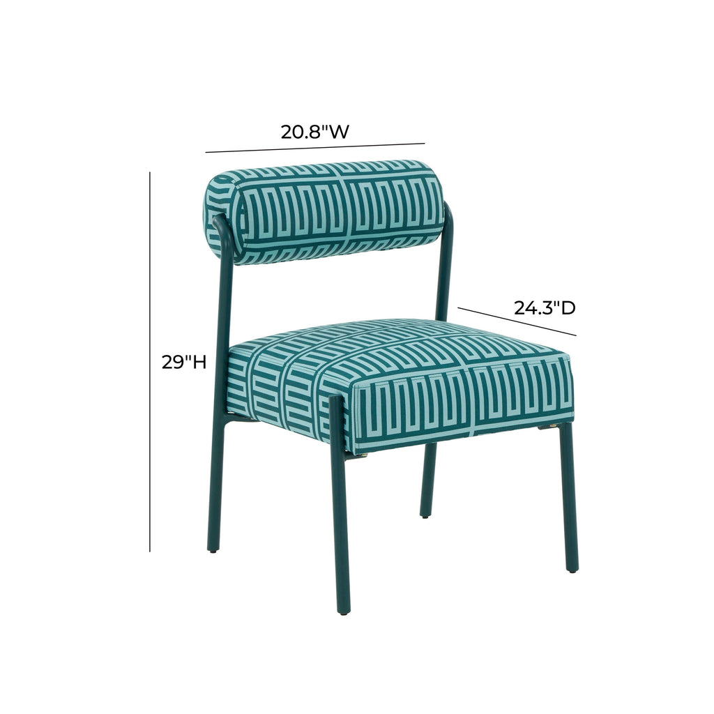 TOV Furniture Jolene Green Patterned Linen Accent Chair Green,Teal 20.8"W x 24.3"D x 29"H