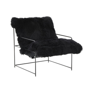 TOV Furniture Kimi Genuine Sheepskin Chair Black 27"W x 33"D x 35"H
