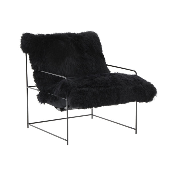 TOV Furniture Kimi Genuine Sheepskin Chair Black 27"W x 33"D x 35"H