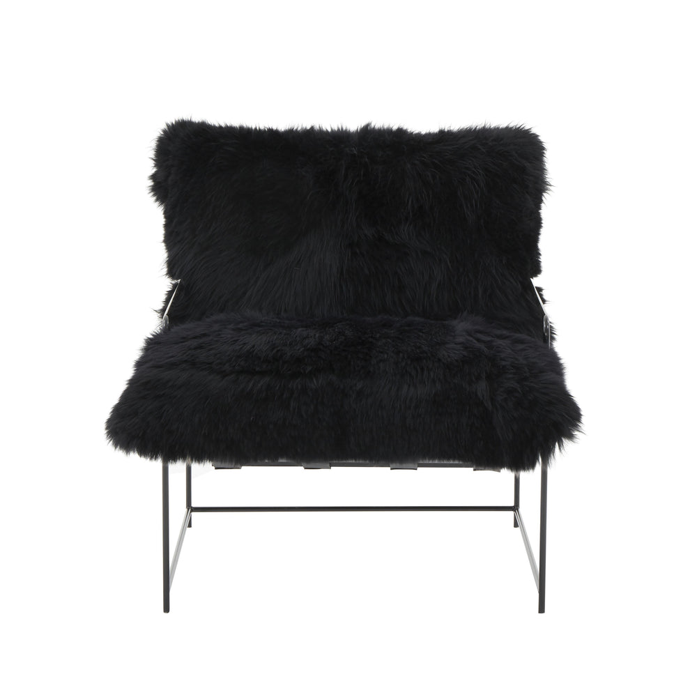 TOV Furniture Kimi Genuine Sheepskin Chair Black 27"W x 33"D x 35"H