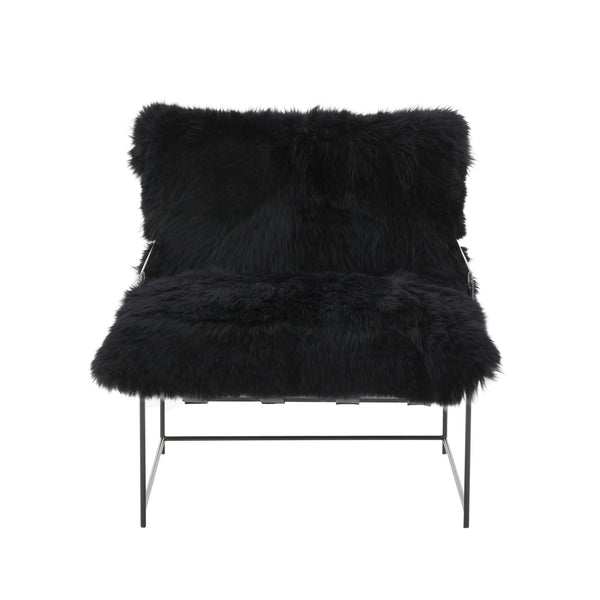 TOV Furniture Kimi Genuine Sheepskin Chair Black 27"W x 33"D x 35"H