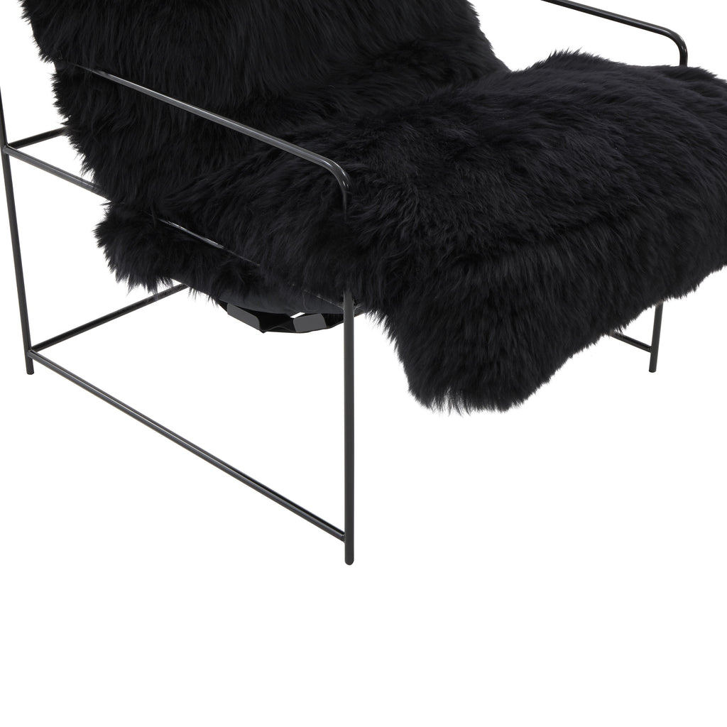 TOV Furniture Kimi Genuine Sheepskin Chair Black 27"W x 33"D x 35"H