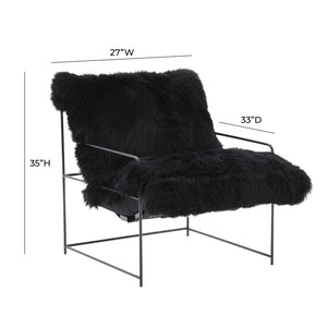 TOV Furniture Kimi Genuine Sheepskin Chair Black 27"W x 33"D x 35"H