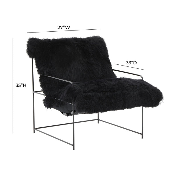 TOV Furniture Kimi Genuine Sheepskin Chair Black 27"W x 33"D x 35"H