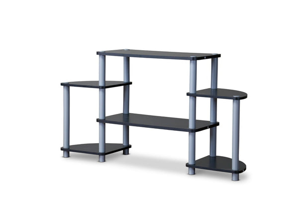 Baxton Studio Orbit Black and Silver 3-Tier TV Stand