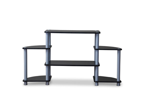 Baxton Studio Orbit Black and Silver 3-Tier TV Stand