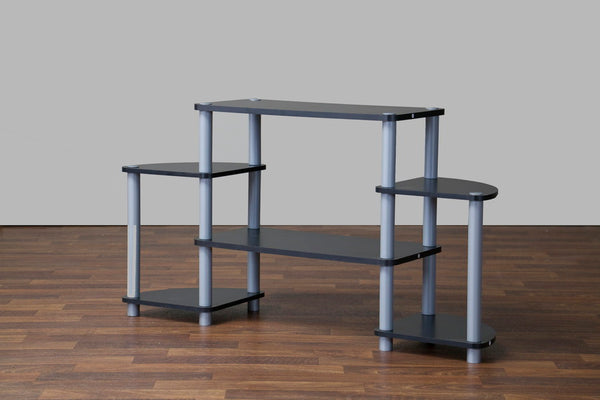 Baxton Studio Orbit Black and Silver 3-Tier TV Stand