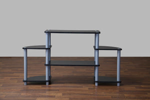 Baxton Studio Orbit Black and Silver 3-Tier TV Stand