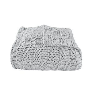 HiEnd Accents Chess Knit Throw TR1735-OS-GY Gray 85% acrylic, 15% wool 50x60x2