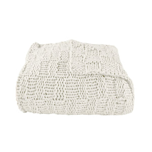 HiEnd Accents Chess Knit Throw TR1735-OS-NT Natural 85% acrylic, 15% wool 50x60x2