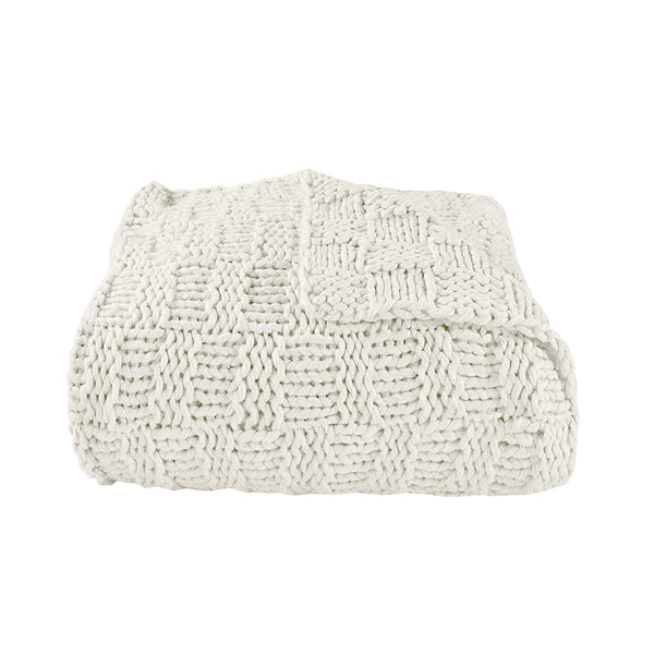 HiEnd Accents Chess Knit Throw TR1735-OS-NT Natural 85% acrylic, 15% wool 50x60x2