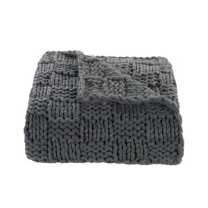 HiEnd Accents Chess Knit Throw TR1735-OS-SL Slate 85% acrylic, 15% wool 50x60x2