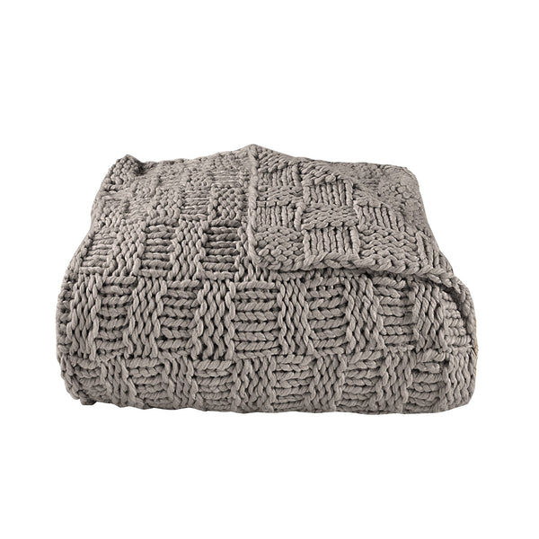 HiEnd Accents Chess Knit Throw TR1735-OS-TP Taupe 85% acrylic, 15% wool 50x60x2