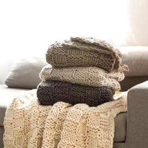 HiEnd Accents Chess Knit Throw TR1735-OS-TP Taupe 85% acrylic, 15% wool 50x60x2