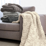 HiEnd Accents Chess Knit Throw TR1735-OS-TP Taupe 85% acrylic, 15% wool 50x60x2