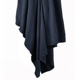 HiEnd Accents Cotton Knit Blanket TR2135-FQ-NA Navy Face and Back: 100% cotton 92.0 x 96.0