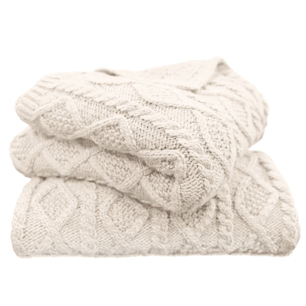 HiEnd Accents Cable Knit Soft Wool Throw Blanket TR5002-OS-CR Cream 70% acrylic, 30% wool 50x60x1