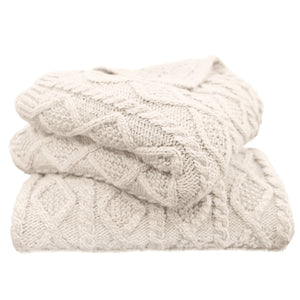 HiEnd Accents Cable Knit Soft Wool Throw Blanket TR5002-OS-CR Cream 70% acrylic, 30% wool 50x60x1