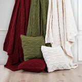 HiEnd Accents Cable Knit Soft Wool Throw Blanket TR5002-OS-CR Cream 70% acrylic, 30% wool 50x60x1