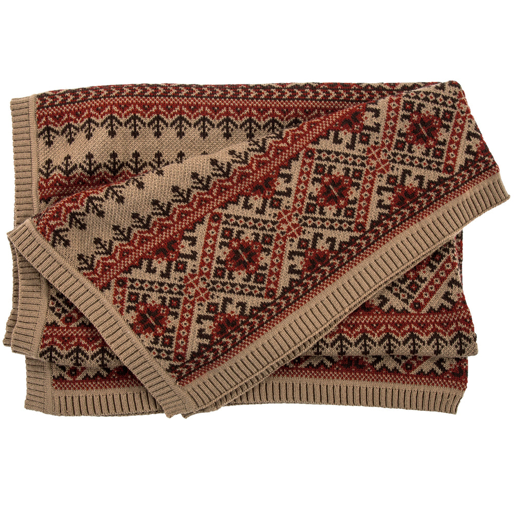 HiEnd Accents Fair Isle Knit Throw Blanket TR5002-OS-FI Brown, Red 100% Acrylic 50x60x1.18