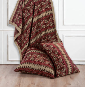 HiEnd Accents Fair Isle Knit Throw Blanket TR5002-OS-FI Brown, Red 100% Acrylic 50x60x1.18
