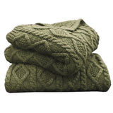 HiEnd Accents Cable Knit Soft Wool Throw Blanket TR5002-OS-GR Green 70% acrylic, 30% wool 50x60x1