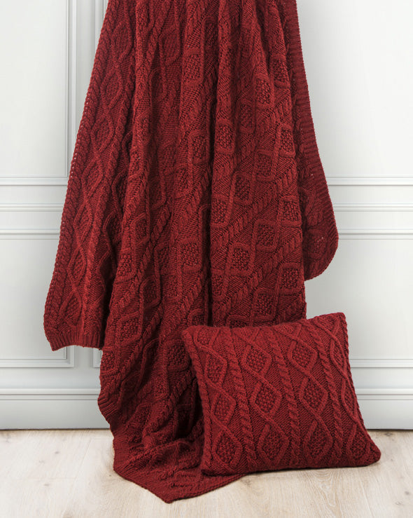 HiEnd Accents Cable Knit Soft Wool Throw Blanket TR5002-OS-RD Red 70% acrylic, 30% wool 50x60x1