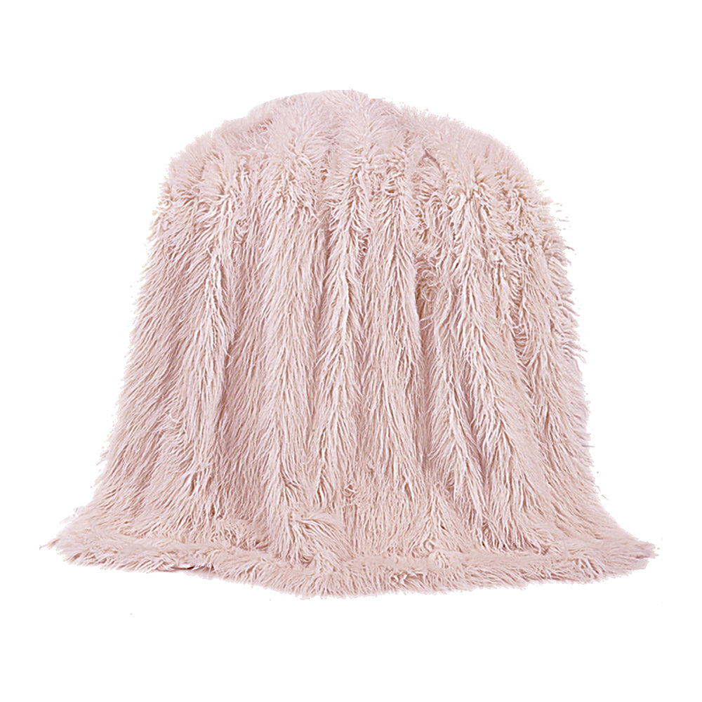 HiEnd Accents Mongolian Faux Fur Throw Blanket TR5003-OS-BH Blush Cover: 82% acrylic, 18% polyester; Lining: 100% polyester 50X60X1