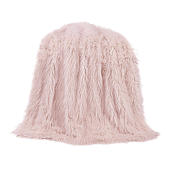 HiEnd Accents Mongolian Faux Fur Throw Blanket TR5003-OS-BH Blush Cover: 82% acrylic, 18% polyester; Lining: 100% polyester 50X60X1