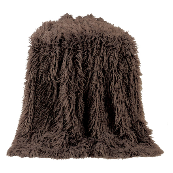 HiEnd Accents Mongolian Faux Fur Throw Blanket TR5003-OS-CH Chocolate Cover: 82% acrylic, 18% polyester; Lining: 100% polyester 50x60x1