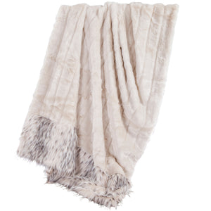 HiEnd Accents White Faux Mink & Snow Leopard Oversized Throw Blanket TR5007-LS-WH White Shell: 82% Acrylic, 18% Polyester; Filling: 100% Polyester 50x80x1