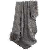 HiEnd Accents Nordic Cable Knit & Mongolian Fur Throw Blanket TR5008-OS-GY Gray 70% acrylic, 30% wool 50x80x1.18