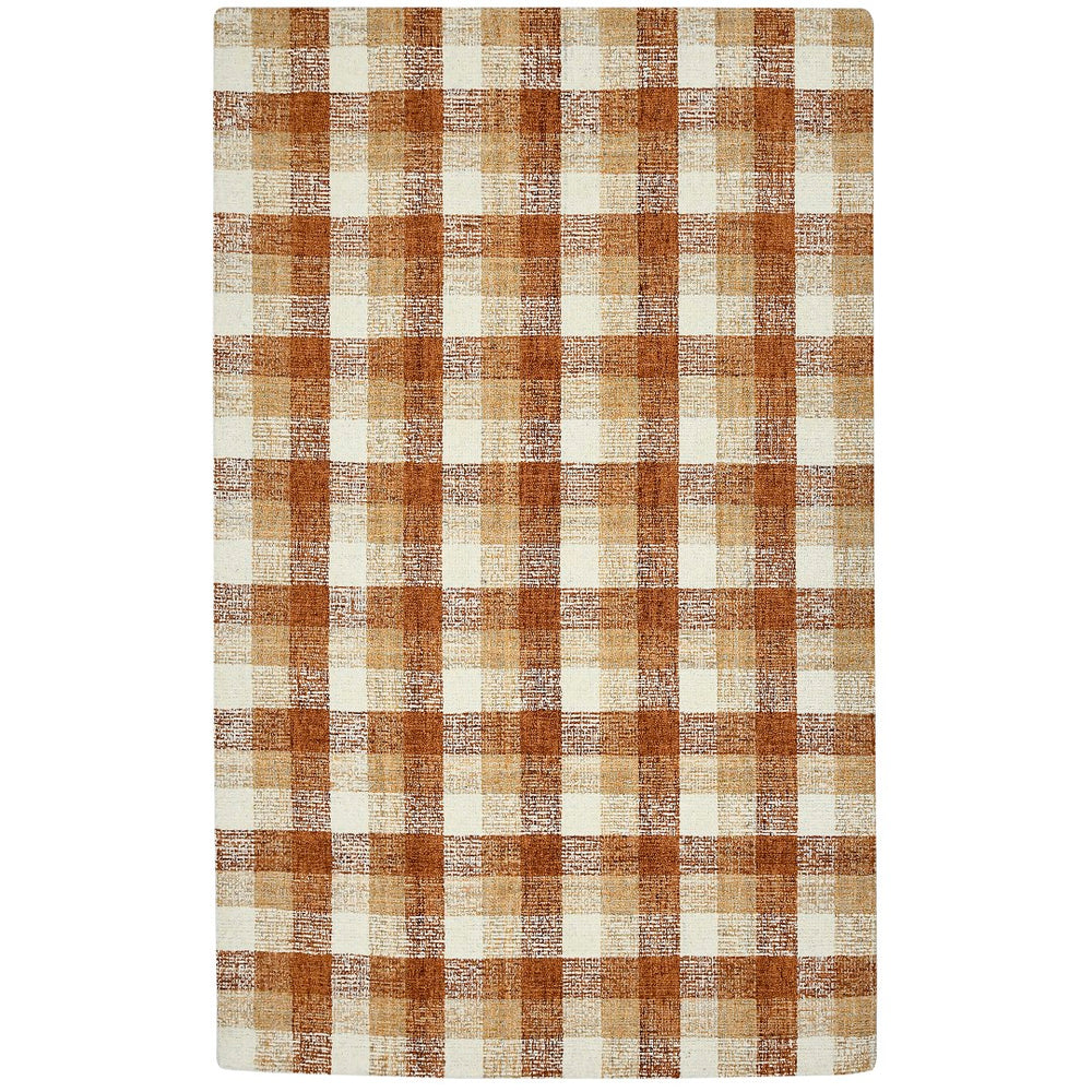 AMER Rugs Tartan TRA-10 Hand-Tufted Plaid Transitional Area Rug Orange 3'6" x 5'6"