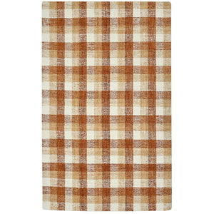 AMER Rugs Tartan TRA-10 Hand-Tufted Plaid Transitional Area Rug Orange 3'6" x 5'6"