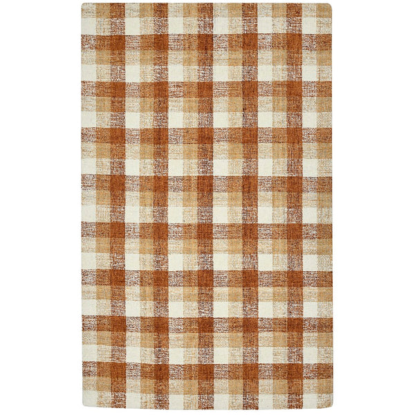 AMER Rugs Tartan TRA-10 Hand-Tufted Plaid Transitional Area Rug Orange 3'6" x 5'6"