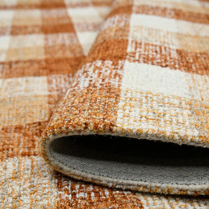 AMER Rugs Tartan TRA-10 Hand-Tufted Plaid Transitional Area Rug Orange 3'6" x 5'6"